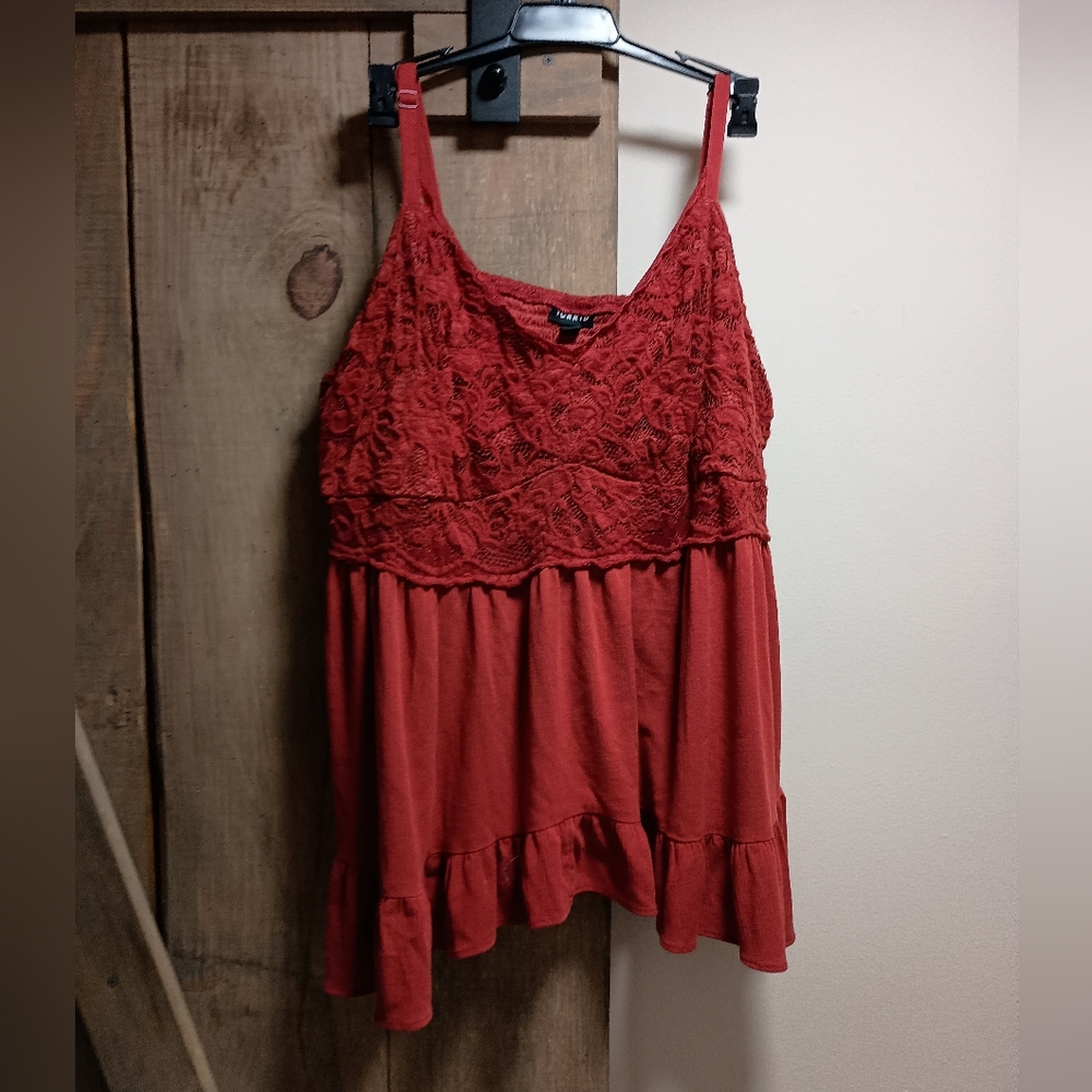 Torrid Spaghetti Strap Top Rust Red With Smocking… - image 1